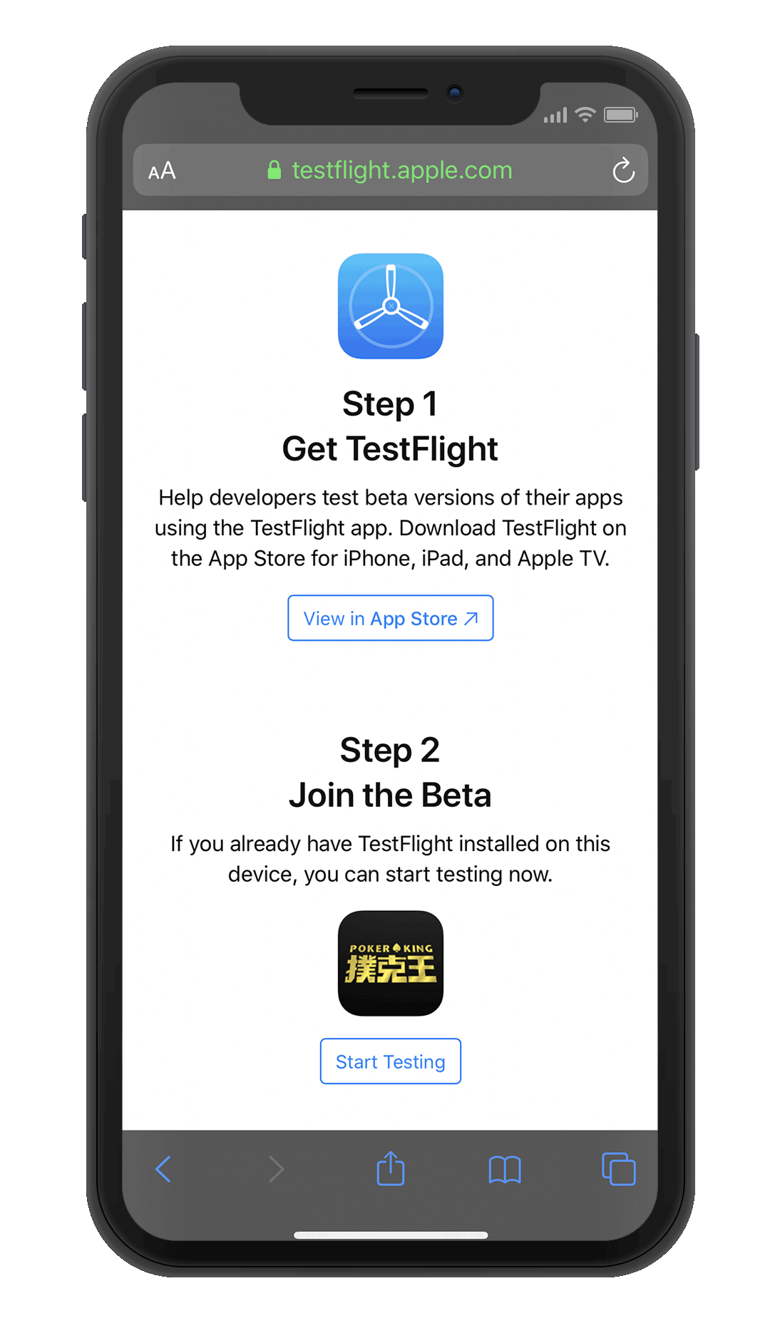 Download “Testflight” from the app store