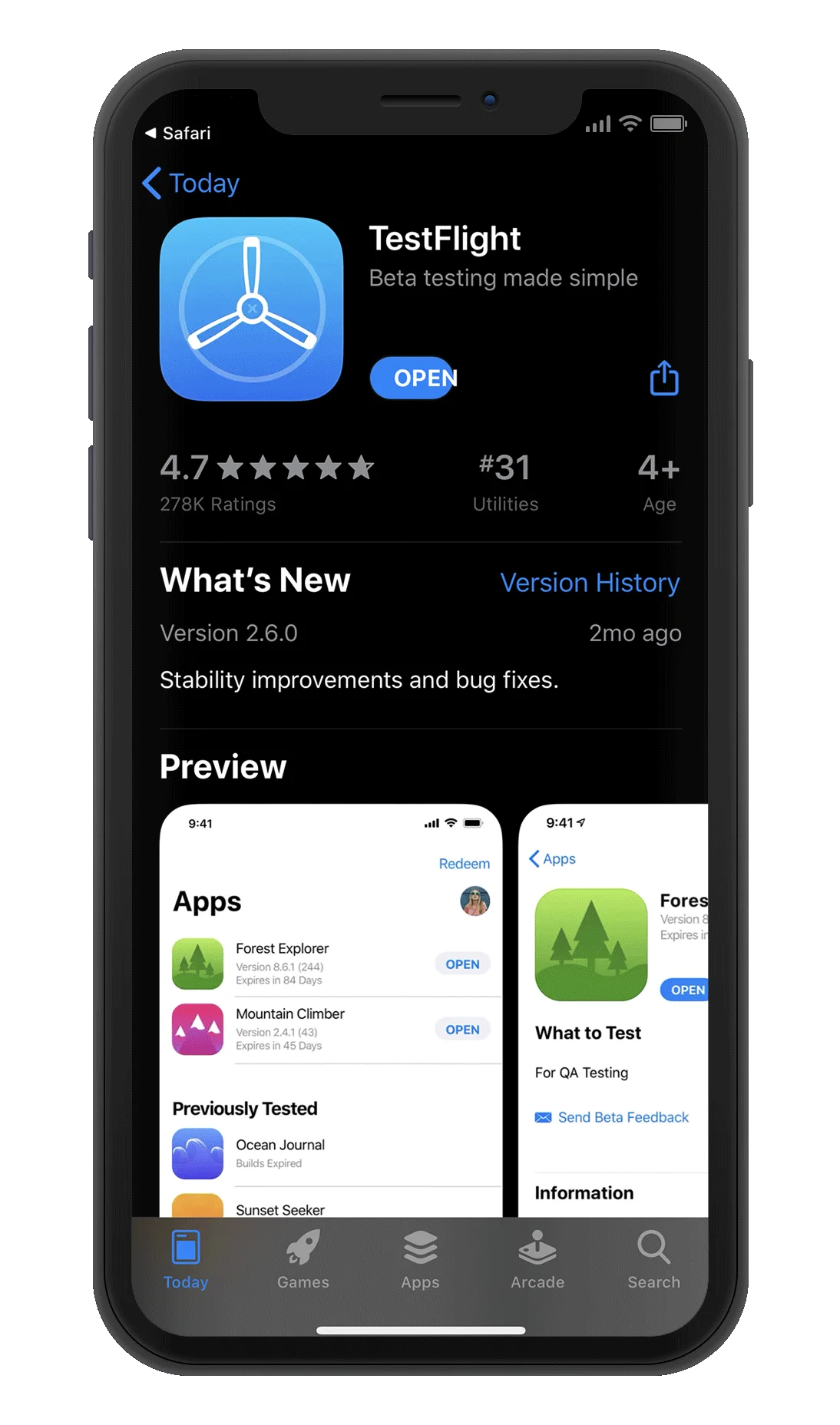 Cài đặt ứng dụng “Testflight”