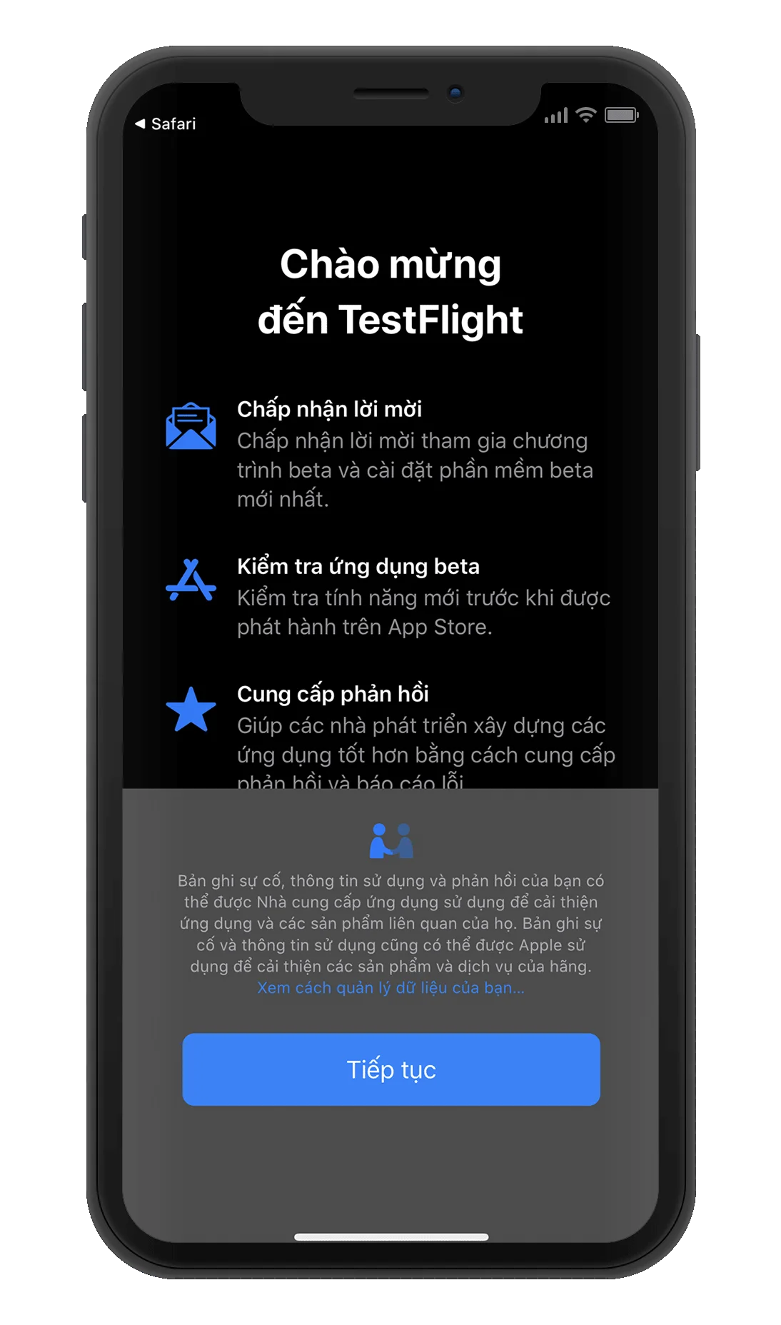 Chọn “Tiếp tục”